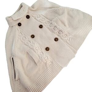 6/7 Gap cable knit poncho cream color